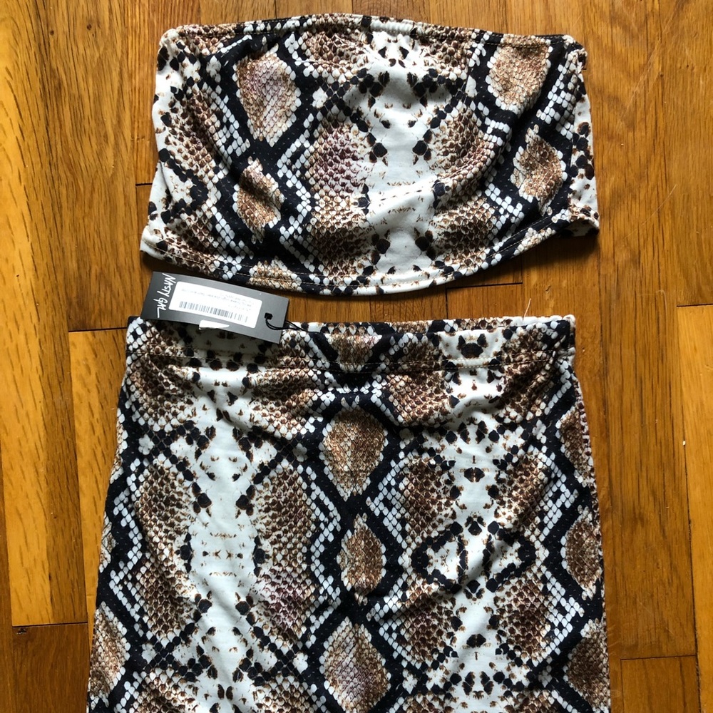 BRAND NEW snakeskin tube top and skirt set